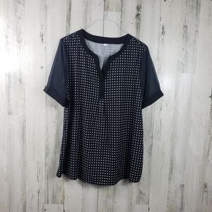 unbranded black and white polka dot top women's XL